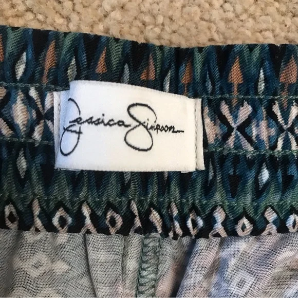 Jessica Simpson Boho Harem Cabana Pants Womens Medium Baggy Relaxed Teal Brown - Picture 5 of 13